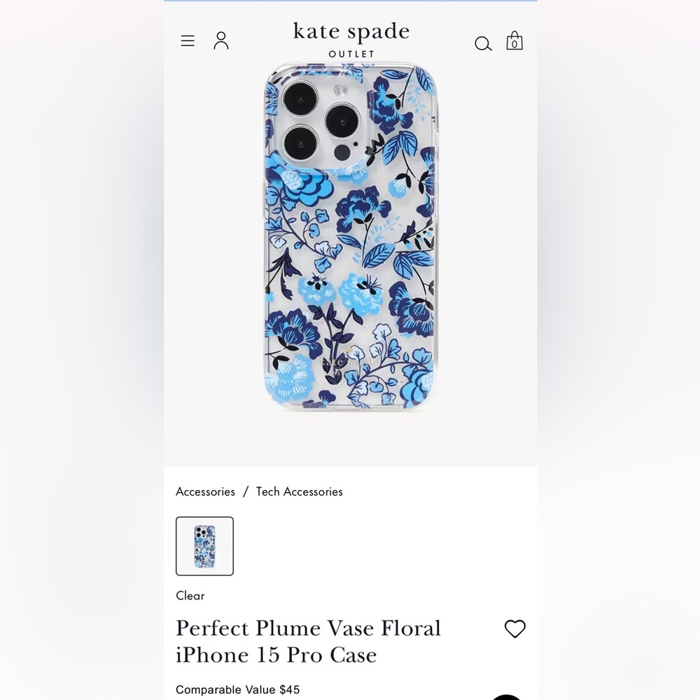 Kate Spade Perfect Plume Vase Floral Iphone 15 Pro Case